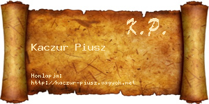 Kaczur Piusz névjegykártya